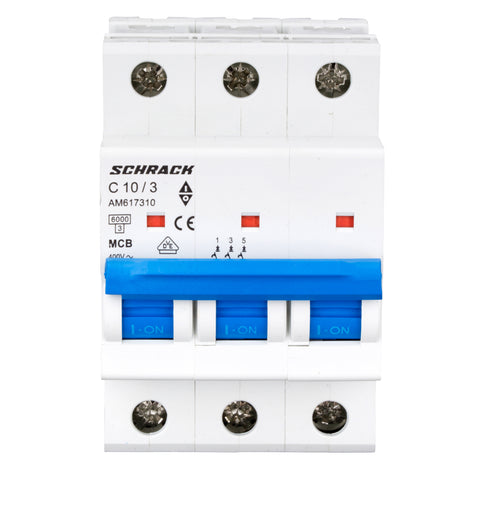 Întreruptor automat modular (MCB) AMPARO 6kA, C 10A, 3-poli
