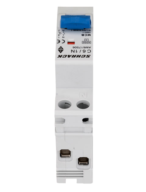 Întreruptor automat modular, AMPARO 6kA, C 6A, 1P+N, 1UH