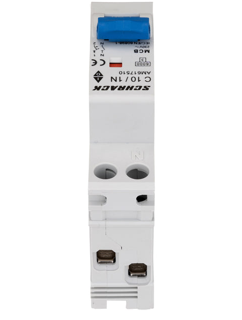 Întreruptor automat modular, AMPARO 6kA, C 10A, 1P+N, 1UH