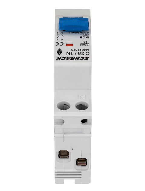 Întreruptor automat modular, AMPARO 6kA, C 25A, 1P+N, 1UH