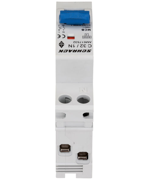 Întreruptor automat modular, AMPARO 6kA, C 32A, 1P+N, 1UH