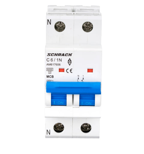 Întreruptor automat modular (MCB) AMPARO 6kA, C 6A, 1P+N