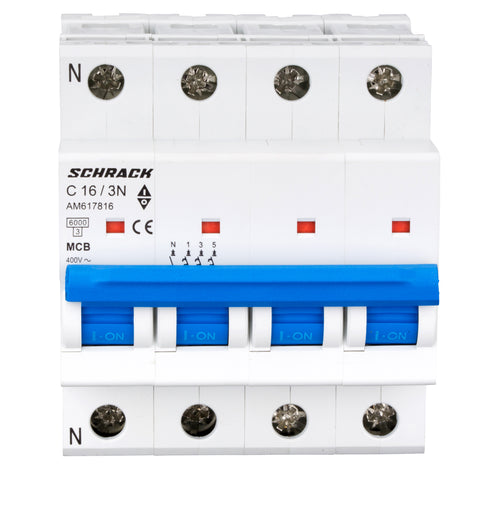 Întreruptor automat modular (MCB) AMPARO 6kA, C 16A, 3P+N