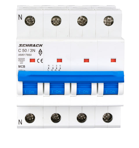 Întreruptor automat modular (MCB) AMPARO 6kA, C 50A, 3P+N