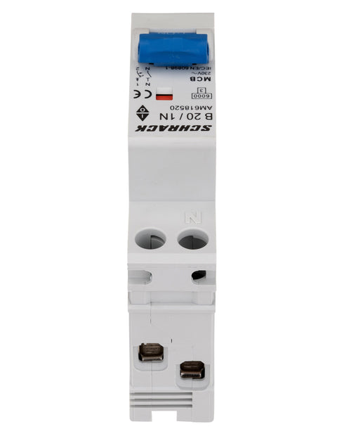 Întreruptor automat modular AMPARO, 6kA, B 20A, 1P+N, 1UH