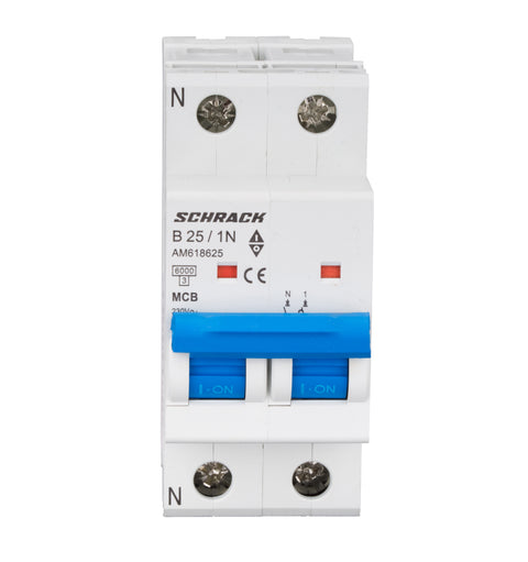 Întreruptor automat modular (MCB) AMPARO 6kA, B 25A, 1P+N