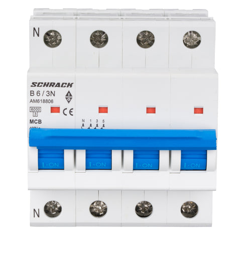 Întreruptor automat modular (MCB) AMPARO 6kA, B 6A, 3P+N