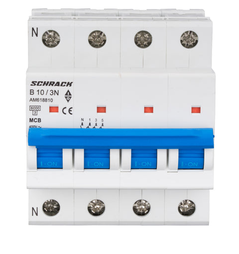 Întreruptor automat modular (MCB) AMPARO 6kA, B 10A, 3P+N