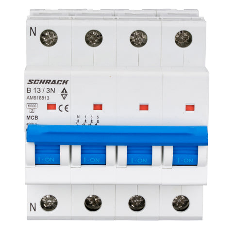 Întreruptor automat modular (MCB) AMPARO 6kA, B 13A, 3P+N