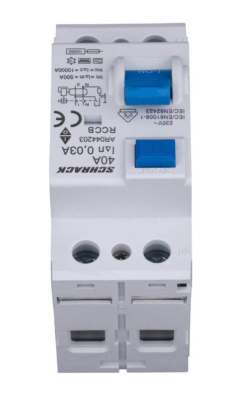 Residual Current Circuit Breaker 10kA, 40A, 2-pole, 30mA, F