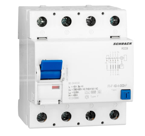 Residual current circuit breaker 40A, 4-p, 30mA, type F,G,V