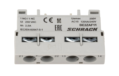 Contact auxiliar 1ND+1NÎ, montaj frontal pentru BE2