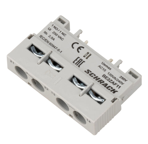 Contact auxiliar 1ND+1NÎ, montaj frontal pentru BE2