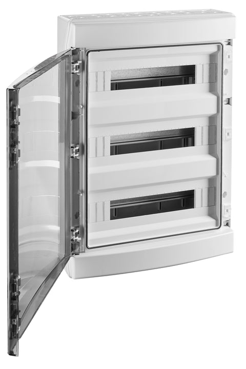 Distribution Board 3-row, 54MW, IP65, transparent door
