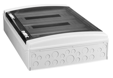 Distribution Board 3-row, 54MW, IP65, transparent door