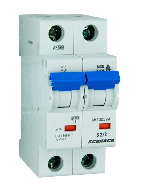 Miniature Circuit Breaker (MCB) B, 2A, 2-pole, 40° C, 10kA