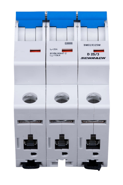 Miniature Circuit Breaker (MCB) D, 25A, 3-pole, 10kA, 40° C