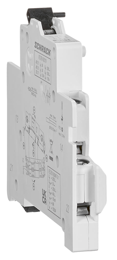 Contact auxiliar 5-250V/4A, 1 ND + 1 NI fix. cu înclichetare