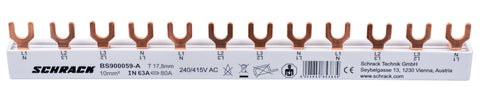 Busbar, 1xRCCB 4-pole, 4xSPD, 1xMCB 3+N, 12MW, 10mm2