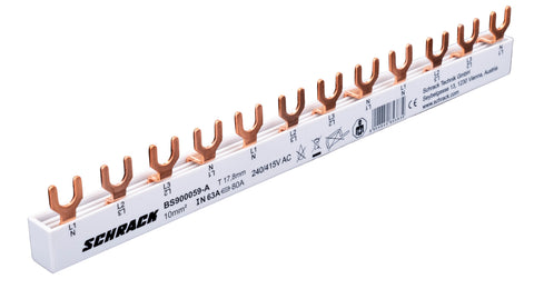 Busbar, 1xRCCB 4-pole, 4xSPD, 1xMCB 3+N, 12MW, 10mm2