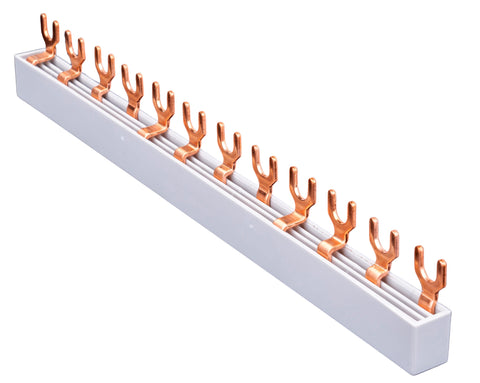 Busbar, 1xRCCB 4-pole, 4xSPD, 1xMCB 3+N, 12MW, 10mm2