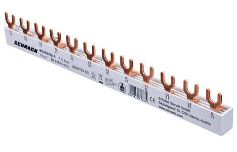Busbar, 1xRCCB 4-pole, 4xSPD, 1xMCB 3+N, 12MW, 10mm2