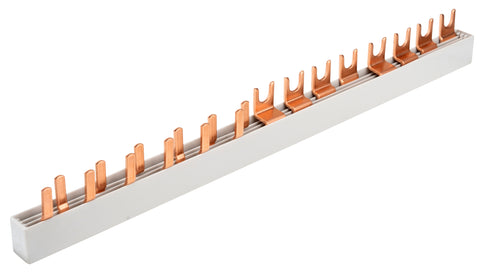 Busbar, 1xRCCB 4-pole, 1 MCB 3+N, 6 MCB 1+N/1 MW, 14MW