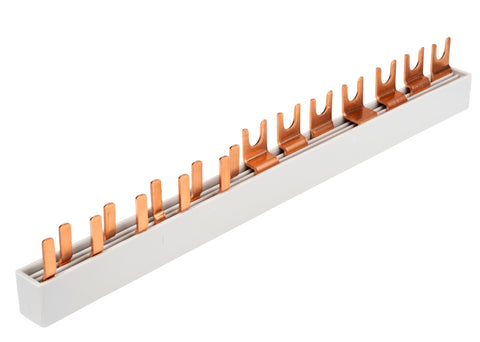 Busbar, 1xRCCB 4-pole, 1 MCB 3-pole, 5 MCB 1+N/1 MW, 12MW