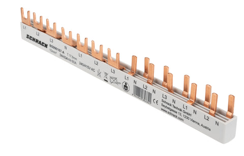 Busbar, 1xRCCB 4-pole, 1 MCB 3-pole, 5 MCB 1+N/1 MW, 12MW