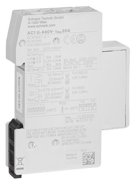 Contactor modular 1UH, 20A, 2ND, 230VAC