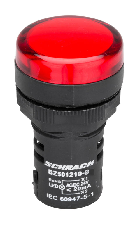 Lampă de semnalizare cu LED, monobloc, 24V-AC/DC, roşu