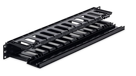 Organizator cabluri 19", 1U, plastic, negru RAL9005