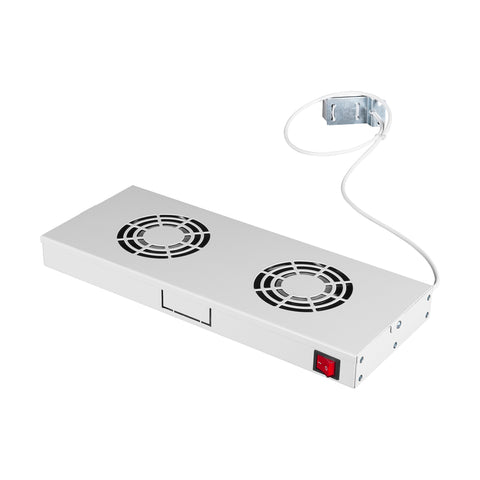 Placă 19” cu 2 ventilatoare, 1U, termostat analogic, RAL7035