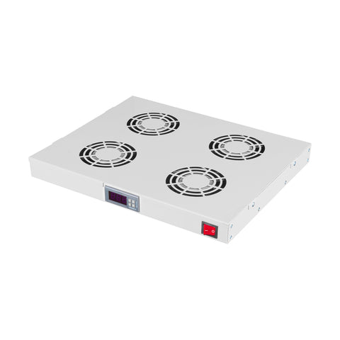 Placă 19” cu 4 ventilatoare, 1U, termostat digital, RAL7035