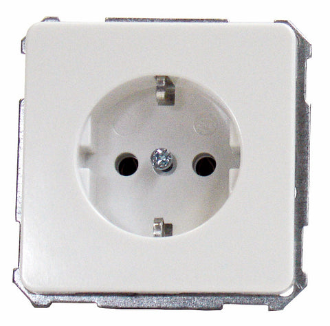 Insert priză ST cu PE, conex. elastică, alb-perlă