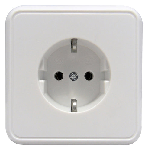 Priză completă cu PE, conex. elastică, alb
