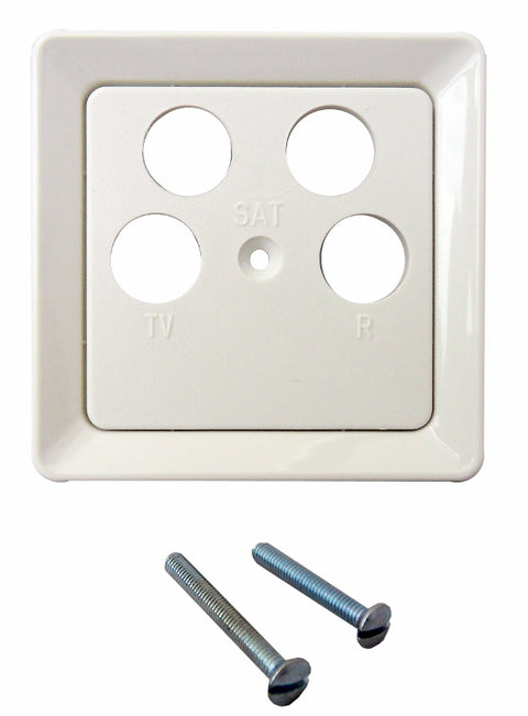 Placa fata priza antena 4 gauri cu bucsa tip F, alb