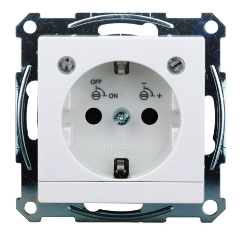 Insert priză cu contact de protecţie şi modul LED, alb