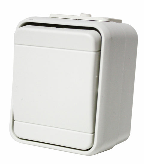 Întrerupător simplu IP44, alb pur