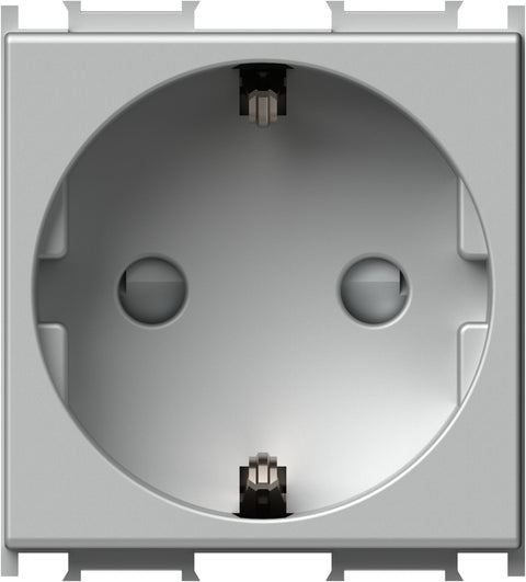 Socket with child protection, silver