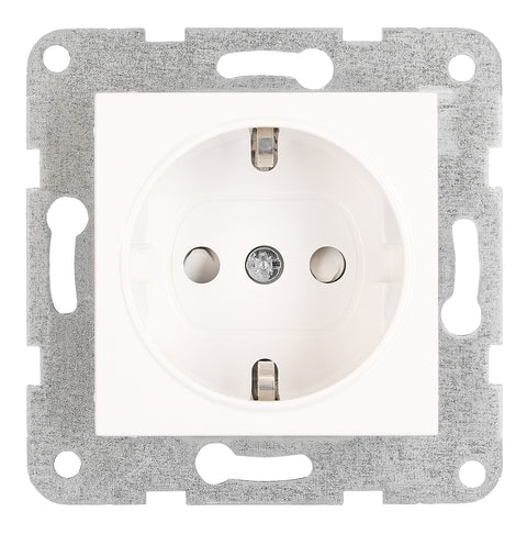 Socket outlet w. safety shutter, cage clamps, 1 pcs, white