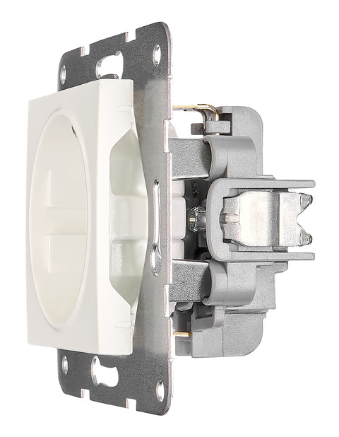 Socket outlet w. safety shutter, cage clamps, 1 pcs, white