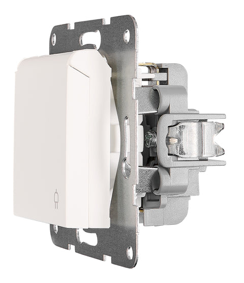 Socket outlet w. safety shutter, cage clamps, 1 pcs, white