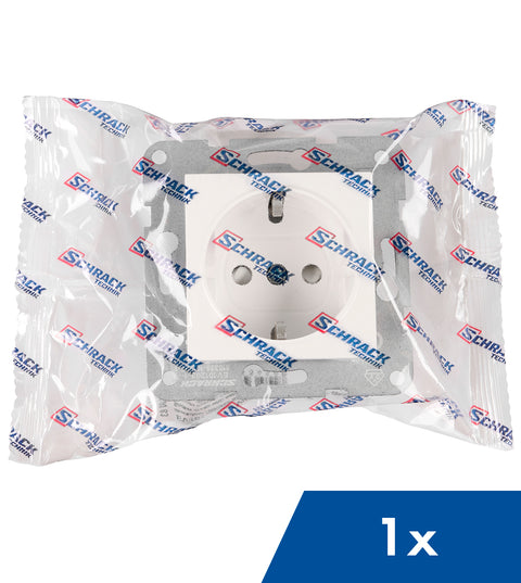 Socket outlet w. safety shutter, cage clamps, 1 pcs, white