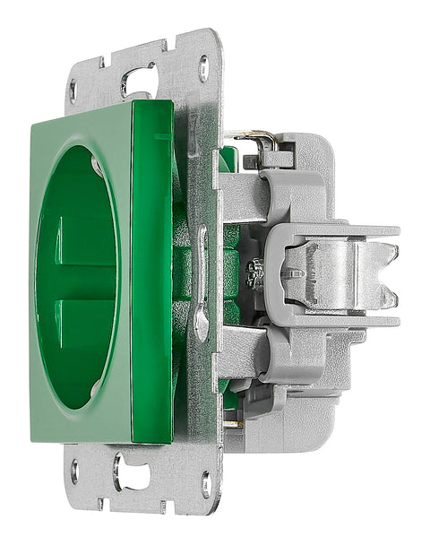 Insert priză, cu protecție, verde, cleme elastice