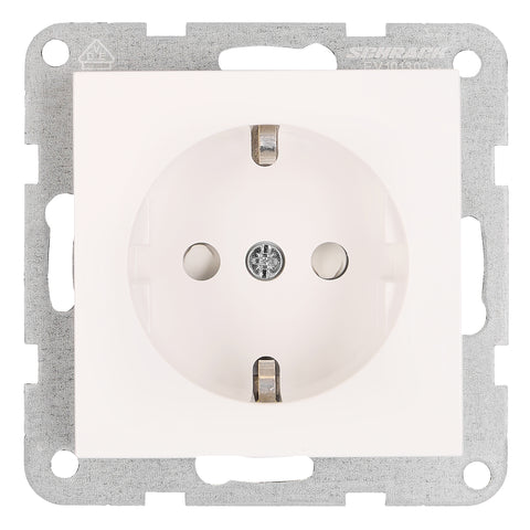 Socket outlet w. safety shutter, cage clamps, 1 pcs, white