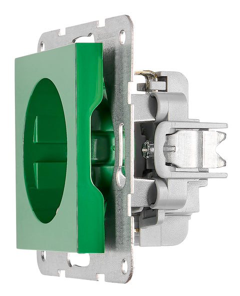 Insert priză, cu protecție, verde, cleme elastice