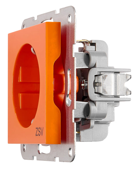 Socket outlet with safety shutter, cage clamps, ZSV, orange