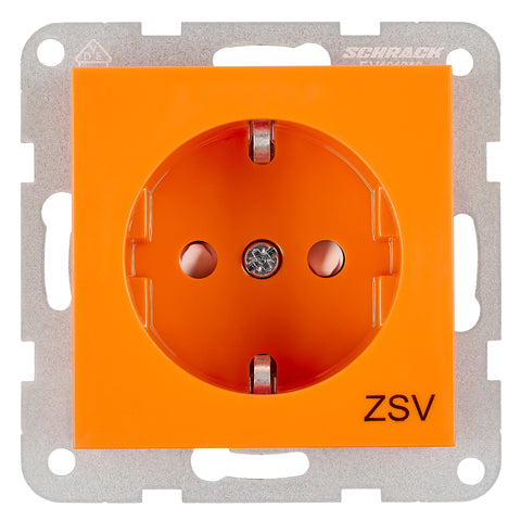 Socket outlet with safety shutter, cage clamps, ZSV, orange
