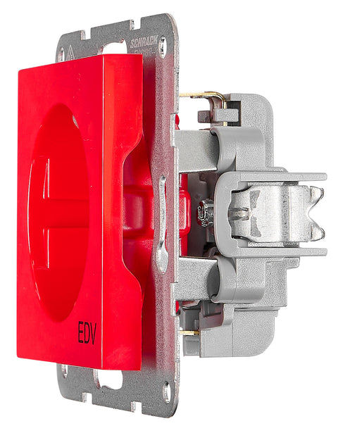 Socket outlet with safety shutter, cage clamps, EDV, red